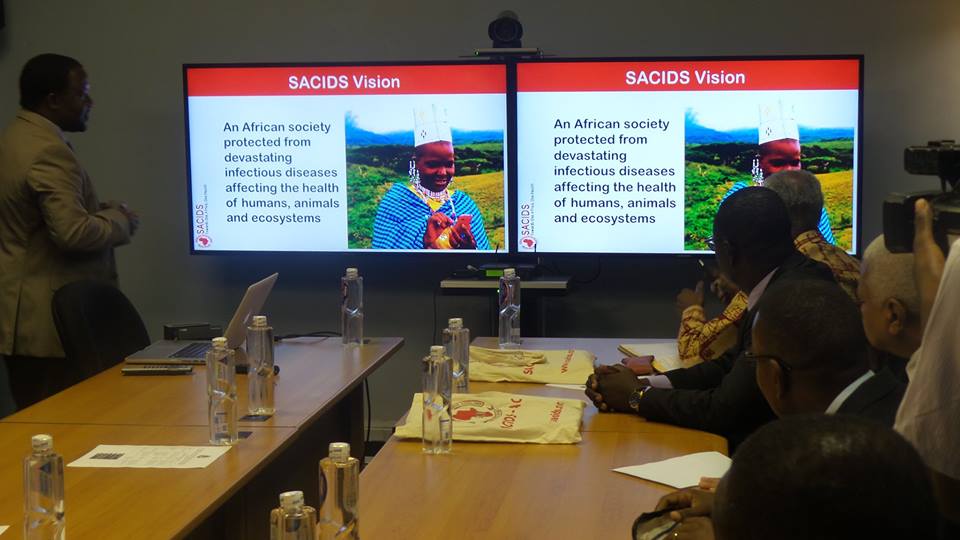 Southern African Centre for Infectious Disease Surveillance (SACIDS) leader Prof. Gerald Misinzo giving explanations about the projects function, vision and mission.