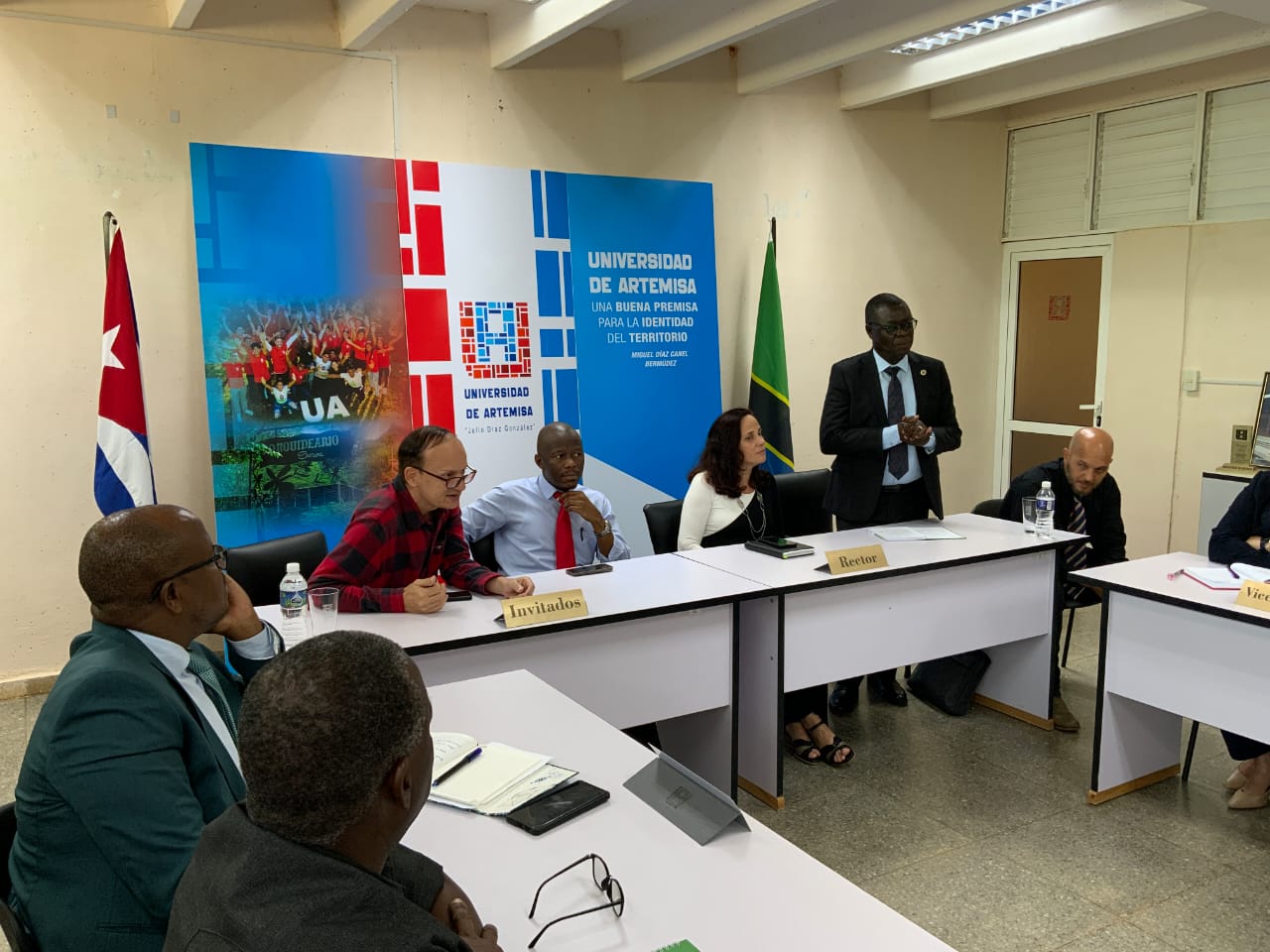 Prof. Raphael Chibunda, the Vice Chancellor of Sokoine University of Agriculture (SUA),  Speaking after being welcomed at  Artemisa University of the People's Republic of Cuba.