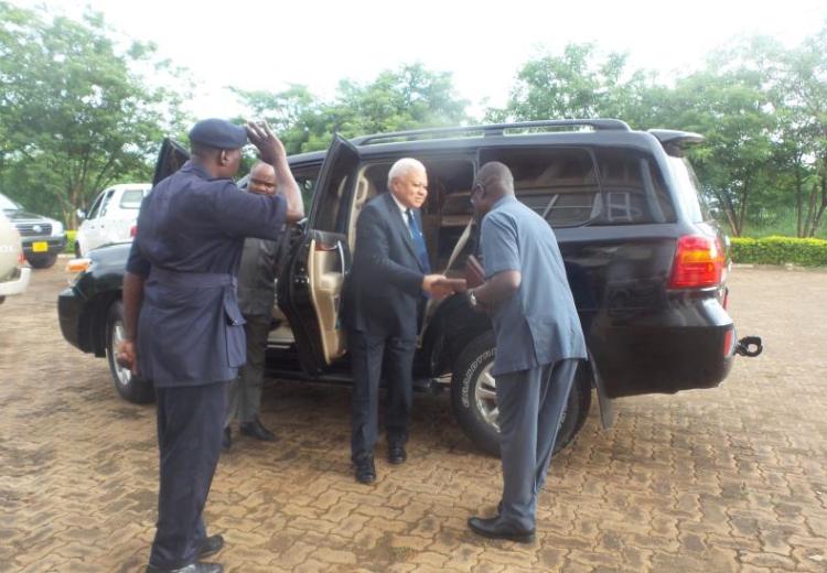 Vice - Chancellor of the Sokoine University of Agriculture (SUA) Prof. Raphael Chibunda welcoming Hon. Mohamed Chande Othman when he arrived at the university on 8th March 2018