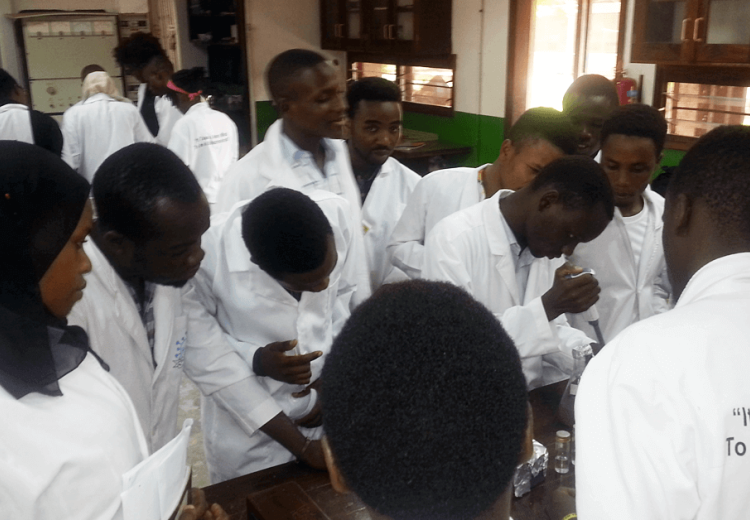 Students from the Biotechnology and Laboratory Sciences program doing soil microbiology practicals at SUA