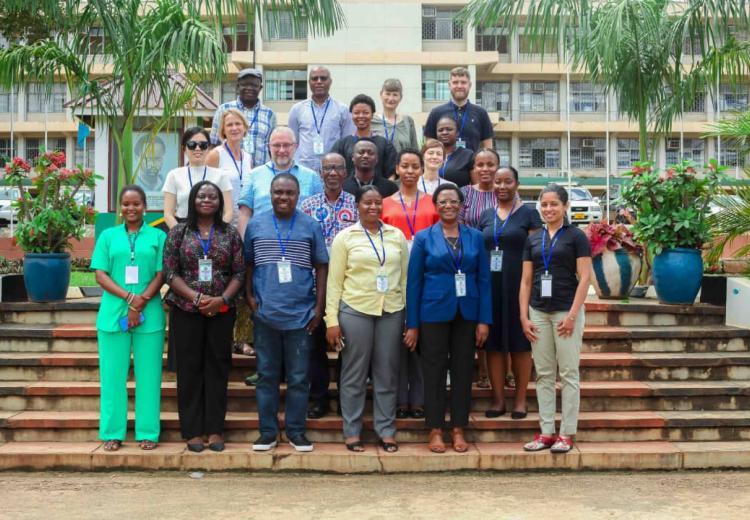 A group photo of the researchers from five countries implementing the research project