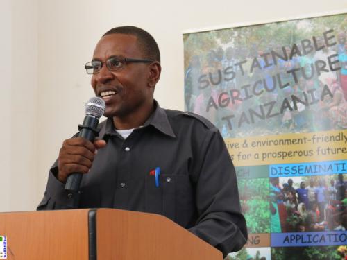 Prof. Fredrick Cassian Kahimba  at the 4th Workshop for Participatory Research Design (WPRD) was held in collaboration with Sokoine University of Agriculture (SUA)  and Sustainable Agriculture Tanzania (SAT) on December 02nd , 2017 at the SUA  Main Campus.