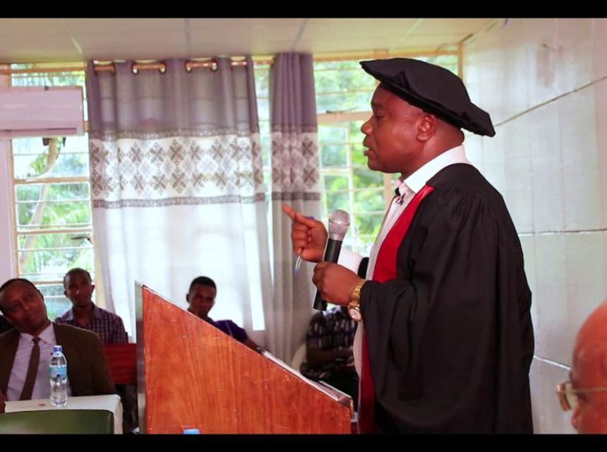 Prof. Maulid Walad Mwatawala of Sokoine University of Agriculture presenting his professorial inaugural lecture on Facilitating International Agricultural Trade through Science: The Case of Tephritid Flies