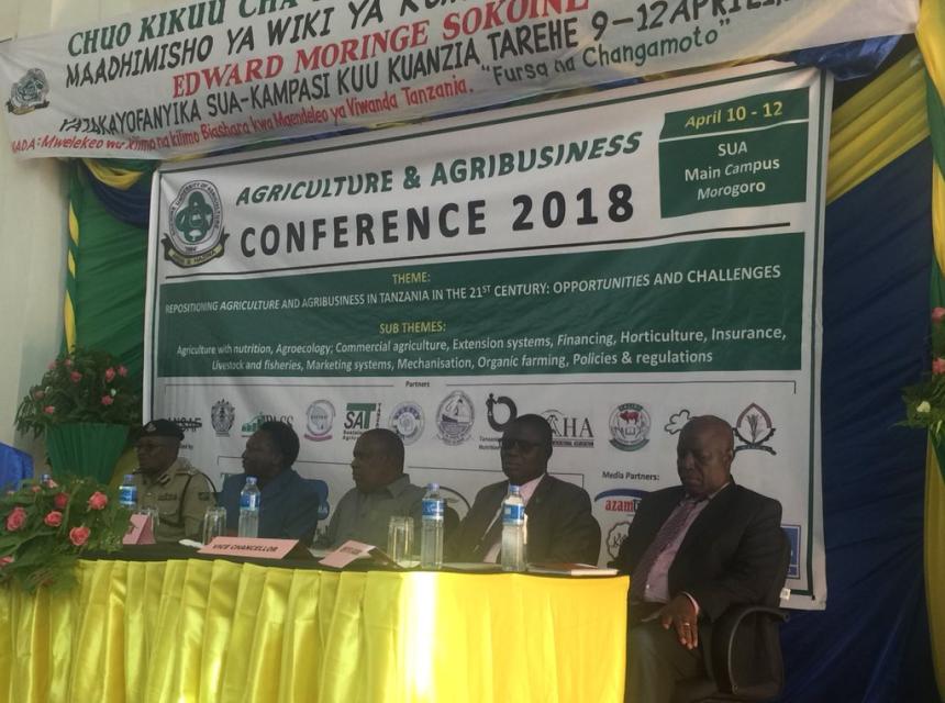 Participants of the second annual AGRICULTURE & AGRIBUSINESS CONFERENCE which take place in conjunction with the Sokoine Memorial week 9 - 12th April 2018.